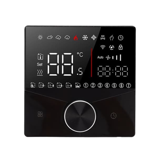 Smart termostat knapdesign LCD farvedisplaypanel digital termostat til saunarum gulvvarmesystem sort
