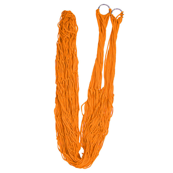 Komfortabel dobbel swing hengeseng Nylon Mesh hengekøye for utendørs camping (oransje)