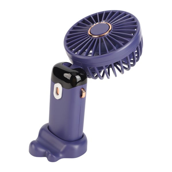 Mini håndholdt ventilator ABS bærbar digital display USB opladning foldbar nakke hængende ventilator med snor til kontor udendørs blå