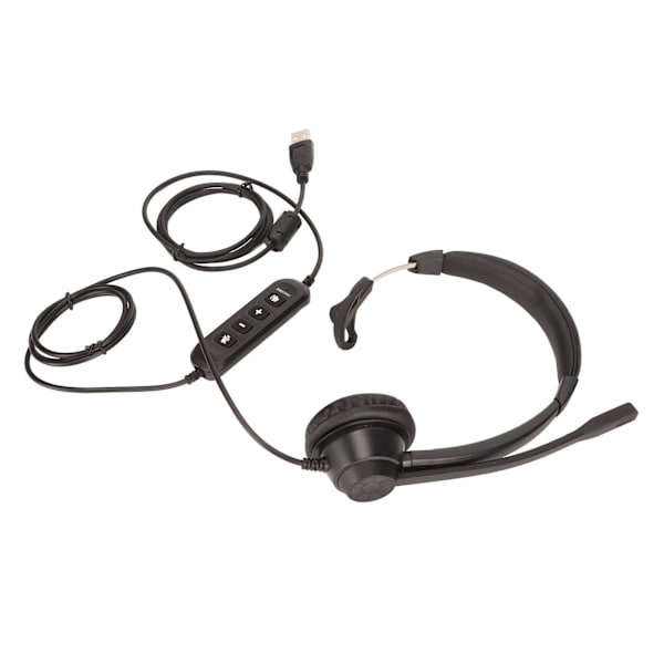 USB Business Headset Støyreduksjon Enkelsidige ørehodetelefoner Støtter samtalevolumjustering Mikrofondemping