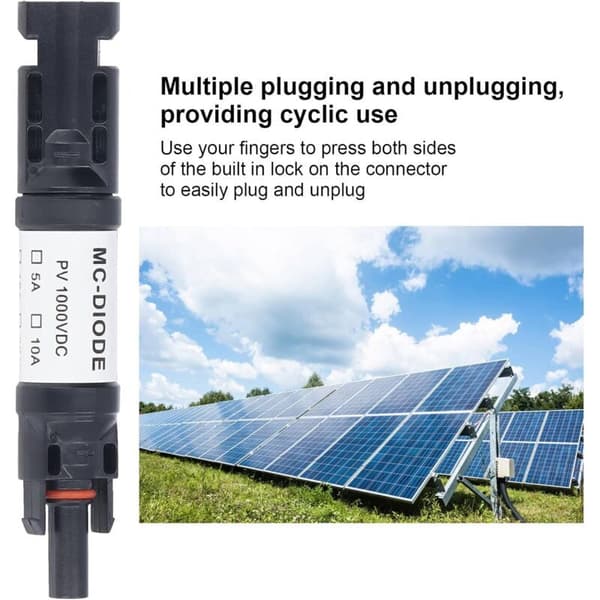 MC-D 2-pack solcellskontakter 1000V med integrerad backdiod, IP68 vattentät för solpanelsanslutning (20A)