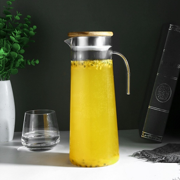 1,2L Akryl Transparent Juicepresser Kaldt Vann Mugge Krukke for Bar Hjemmebruk Bambuslokk