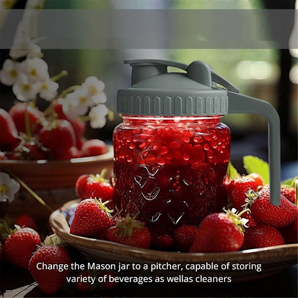 2-pack bred öppning flip-lock Mason Jar lock, läckagesäker förslutning, grå