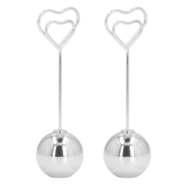 2 stk. bordnummerholder hjerteformet, fast, stabil, førsteklasses metall, solid, holdbar, bred bruksområde, plasskortholder sølv