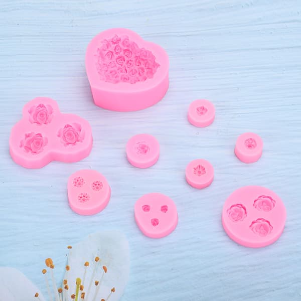 9 stk. Unik Hjerte Roseform Silikon Bake Sjokolade Kakeform DIY Bakeredskap Tilbehør