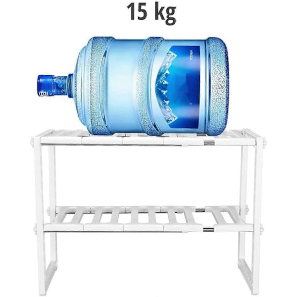 Opbevaringshylde til under vasken, udvidelig reolorganisator til køkken, badeværelse, soveværelse, stue, justerbar længde 38-70 cm, bæreevne 14 kg (hvid)