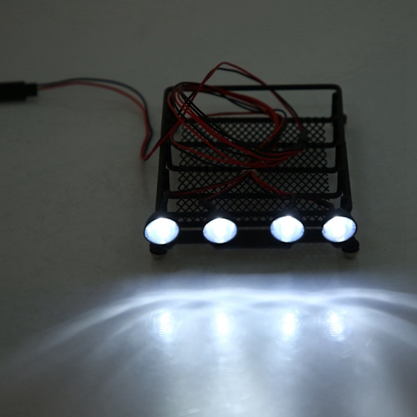 Takräcke Bagagehållare med LED-lampor rund för Axial SCX10 1/10 RC-bil (4 vita)