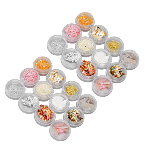2 box guld silver nagelfolie Utsökt fashionabelt harts DIY unik formad spikstensdekoration