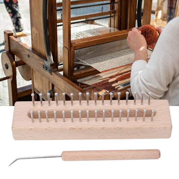 Rektangulär stickram handgjord vävstol i trä barn vävstol leksak med armbågsvirknål