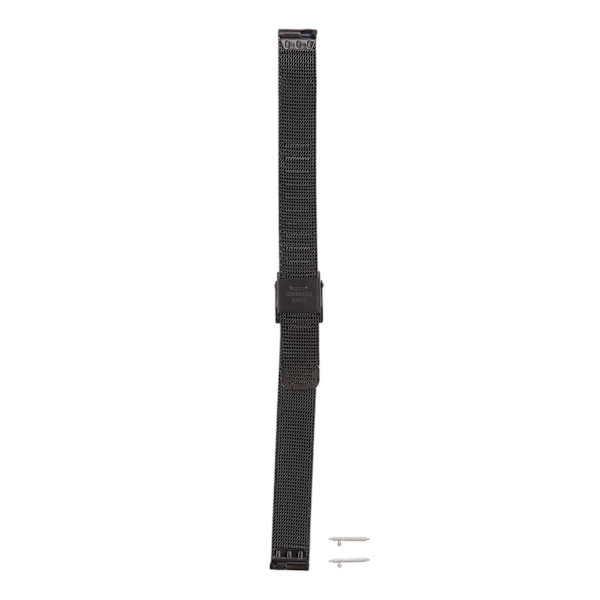 Meshflätad armband i rostfritt stål för män och kvinnor, justerbart ersättningsarmband för klocka, tillbehör, svart, 0,71 tum