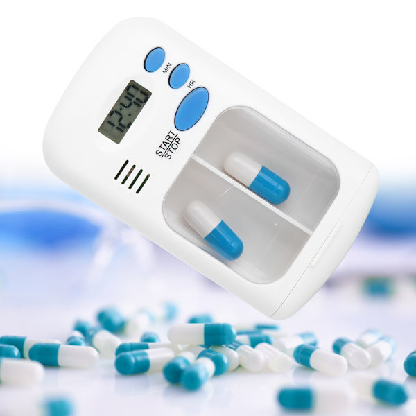 Mini kannettava lääketablettipilleri case organizer RemiderMedicine-muistutuksella