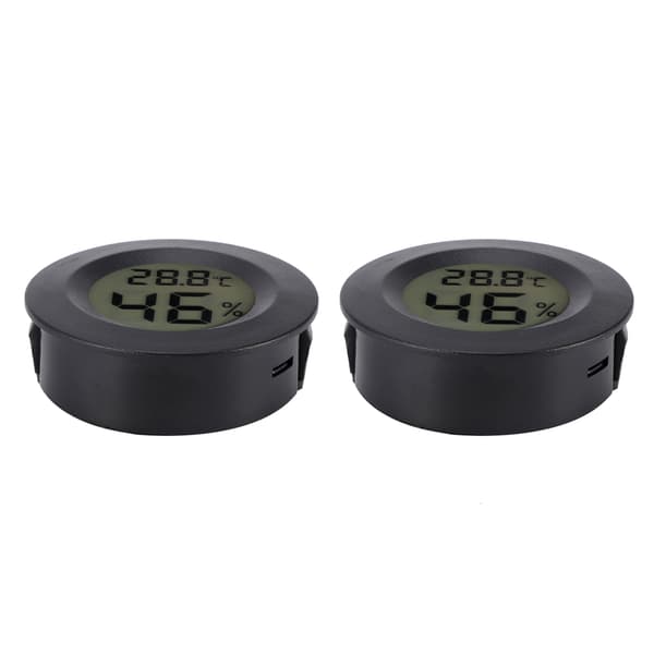 2 STK Mini Digital LCD Termometer Hygrometer Rund Form Temperatur Fuktighetsmåler for Reptilboks