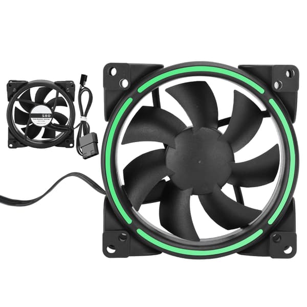 12V 24CFM LED Køleventilator 1500RPM Lydløs CPU-køler Computer Chassis Radiator Grøn