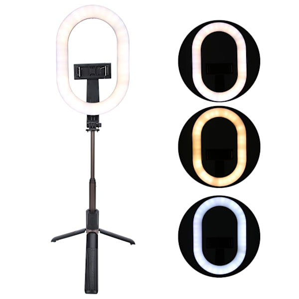 Foldbart Selfie Light Genopladeligt dæmpbart lys med stativ Stand Telefonholder til Makeup Live Stream
