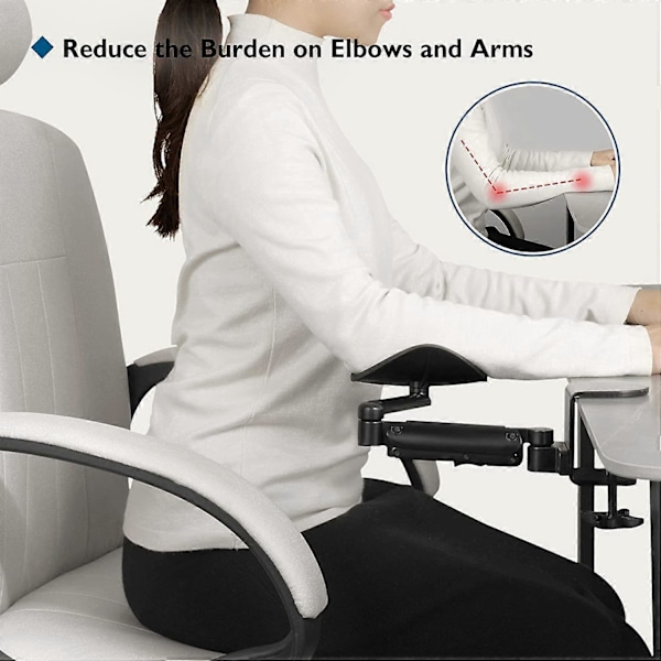 Ergonomisk Armlænsstøtteforlænger (Sort), Udtrækkelig & Justerbar
