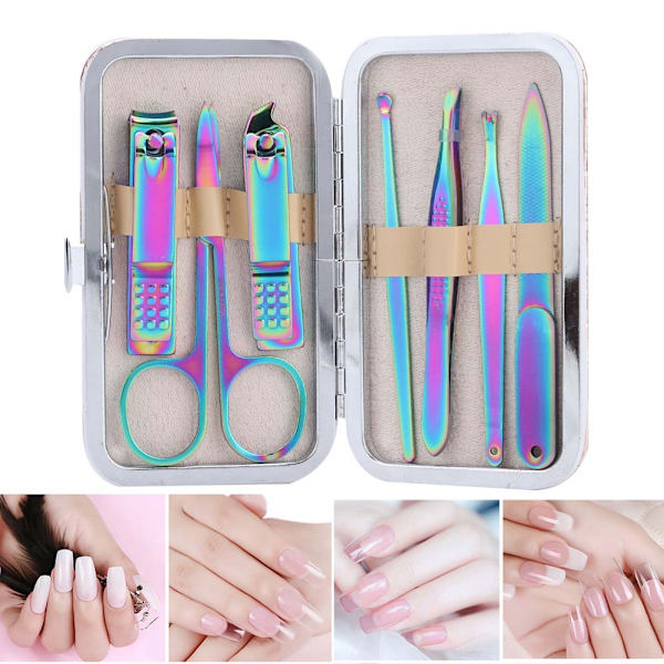 7st rostfritt stål Nagelklippare Set Nagelklippare Set Manikyr Pedikyrverktyg