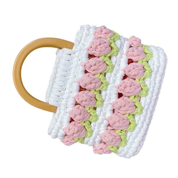 Vävhandväska DIY-kit Blomsterstil Ljusa färger Söt Iögonfallande Handväska DIY-verktygssats för vänner Familj Typ 2