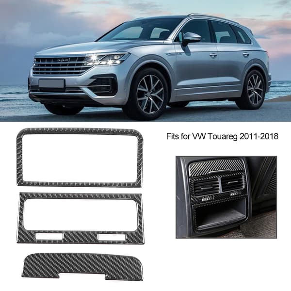 3 st kolfiber bakre luftutloppsramskydd passar för VW Touareg 2011-2018 vänsterstyrd