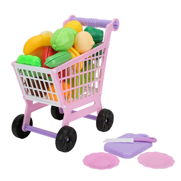 Plast Mini Supermarket Shopping Cart Play Set Desktop Simulation Basket Trolley Push Car Toys