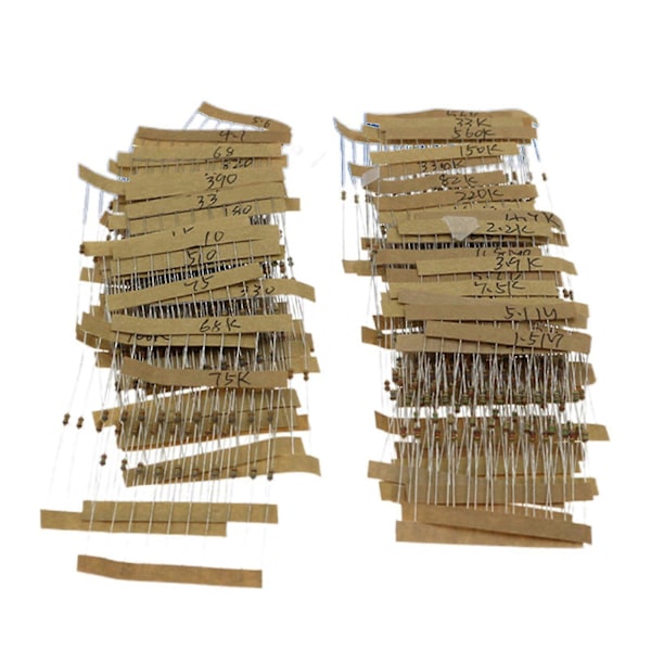 1/6w 5% 640 stk. 64 Værdier 1r - 10mr Kulfilm Modstand Assorteret Kit Sæt