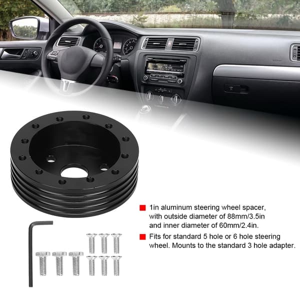 1in Aluminium Ratnav Spacer til 5 6 Huls Hjul til 3 Huls Adapter (Sort)