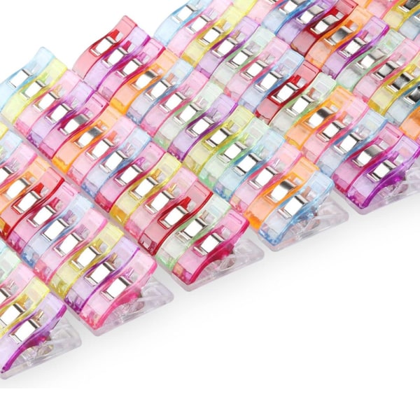 100 stykker klemtang gjør-det-selv 2,7*1,0*1,5 cm plastsøm for binding av lappeteppe hekle håndverk forskjellige farger