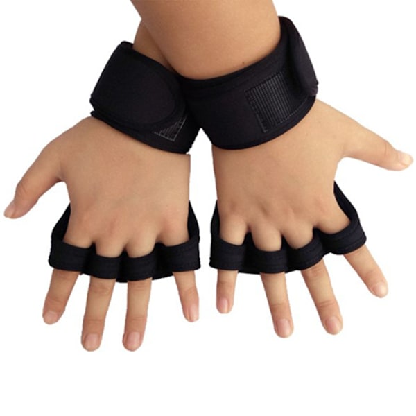 Håndvægtløftningshandsker Anti-Slip Fitness Træningshandsker Halv Finger Længde Forlænget Viklet Håndled Beskyttelseshandsker Sort XL