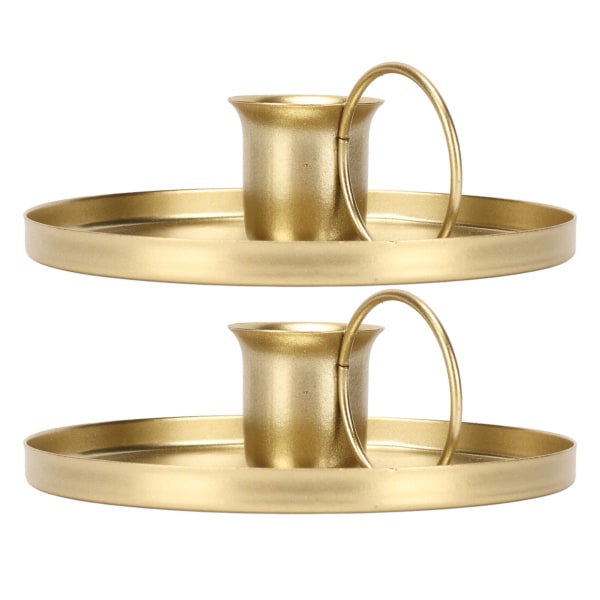 2 st Järnljushållare Metall Hem Gyllene Enkel Retro Elegant Desktop Aromaterapi Ljusställ
