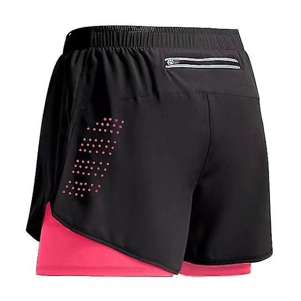 Sport Shorts Men - Double-deck Training Short Pant - Summer 2 In 1 Beach Homme Clothing M Fluorescent Pink