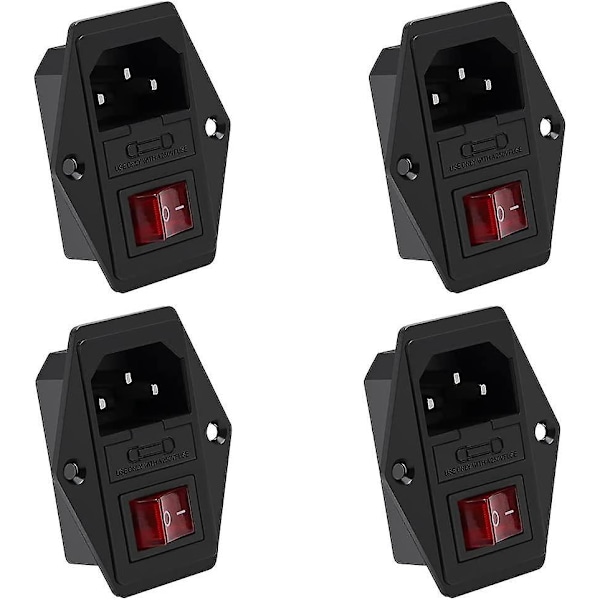 8 stycken 220-250V / 10A IEC320 C14 Infälld Kontakt, IEC o Uttag Infällt Uttag för 3D-skrivare, med Strömbrytare, Säkring och Lampa