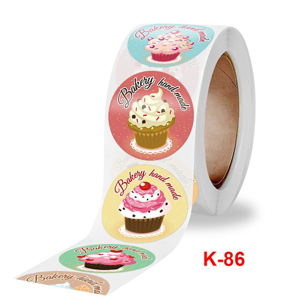 1 Rull Kakemerker, 2,5 cm Selvklebende Gavepose-etiketter, 500 Merker per Rull, 8 Ulike Design