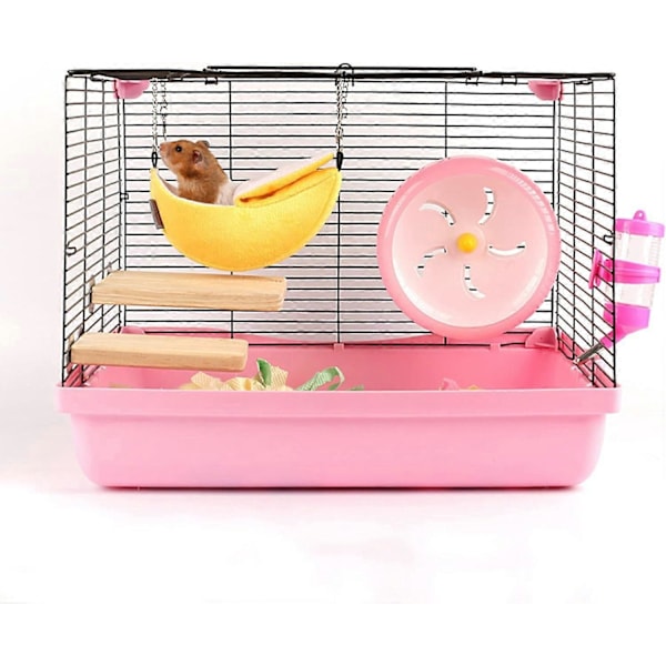 Hængende Hamsterhus 2 Dele Hamsterseng Bananmønster Varm Aftagelig Hus Marsvine Seng Vaskbar