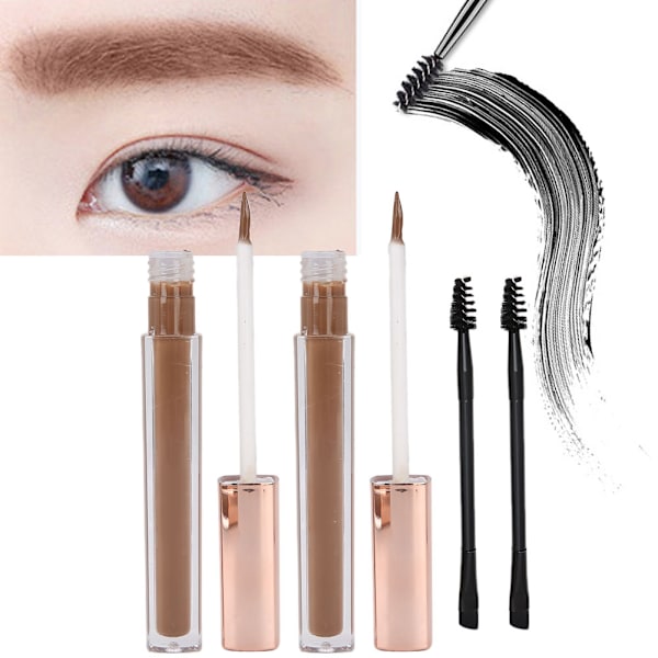 VIBELY 2stk Eyebrow Tint Gel Dye Kit Langtidsholdbar flydende bryn tatoveringsblæk med børste4#Kaffe