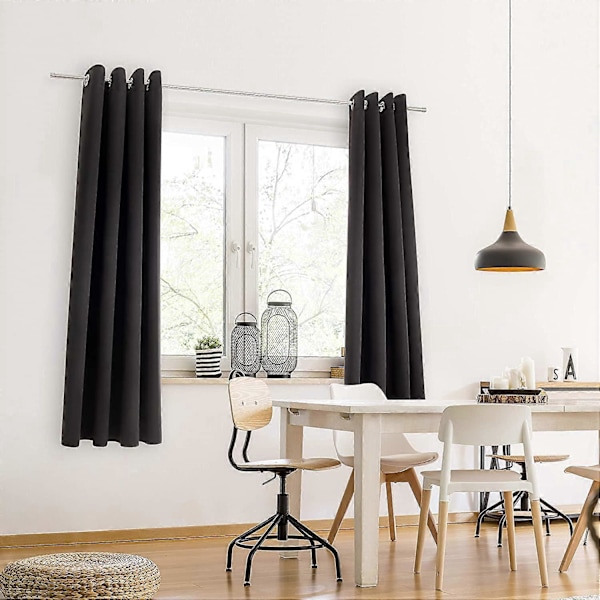 Sæt med 2 Mørklægningsgardiner 140x245 cm - Mørklægningsgardin - Uigennemsigtigt gardin med øjer - Dobbelte mørklægningsgardiner - Vinduesgardin