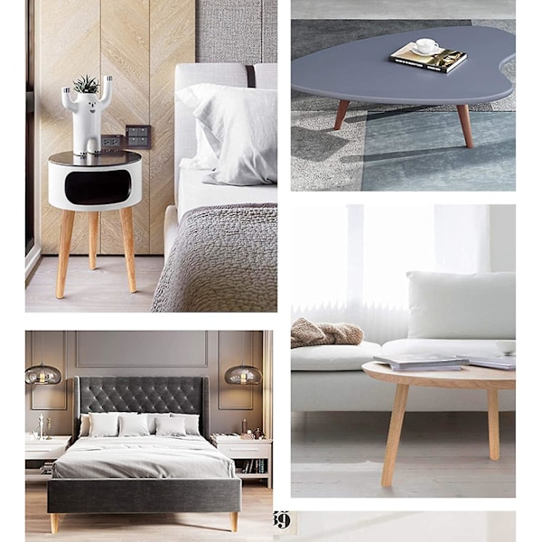 Lutande soffbordben Set - 4 Trä Möbelben, 10cm, Valnötsfinish, med installationstillbehör