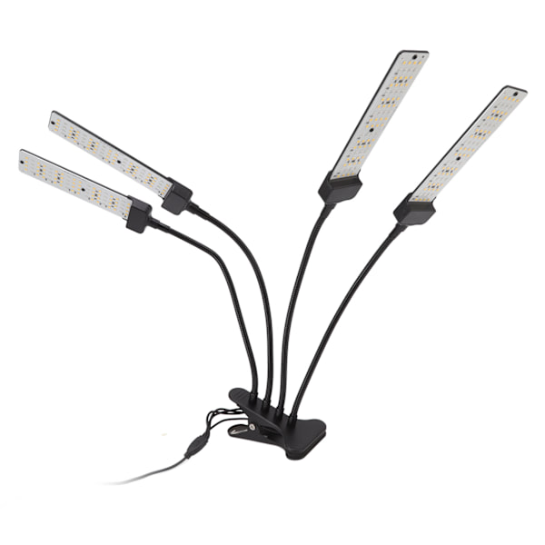 LED växtlampa 4 huvud flexibel fullspektrum belysning 5 växlar dimning klämma växt växer lampa med timing 100‑240V EU-kontakt