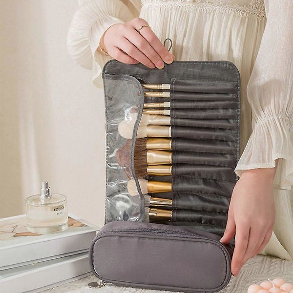 Multifunktionel Foldbar Makeupbørste Opbevaringstaske Professionel Rejse Organizer Størrelse 23x21cm Sort