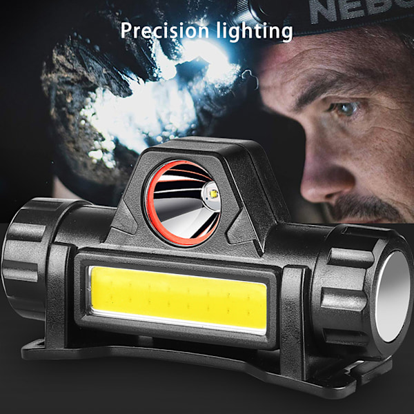Mini LED-strålkastare USB-laddningsbar justerbar vinkel vattentät lätt COB-huvudlampa för bergsklättring nattfiske arbete utomhusbruk