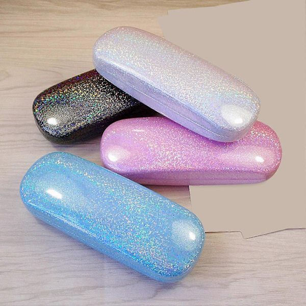 Silmälasikotelo Glitter Paineenkestävä Suuri Tilavuus Pudotuksenkestävä Kannettava Likinäköisten Kaukonäköisten Lasien Säilytyslaatikko Päivittäistarvike Valkoinen