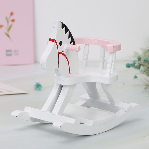 Miniature Træhestestol Kæphest Model Møbler til 1/12 Dukkehus Tilbehør