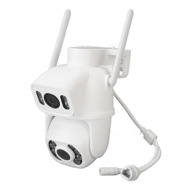 Sikkerhetskamera WiFi Dobbeltobjektiv 6MP Nattsyn HD 110‑240V Bevegelsesdeteksjon for Hjem Utendørs EU-plugg