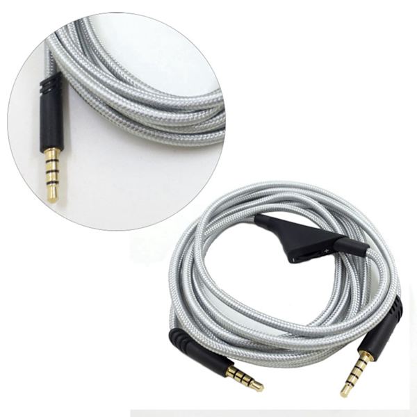 Hodetelefonkabel med volumkontroll Justerbar gaminghodesettkabel med tuningutstyr for Astro A10 A40 A30 6,6 fot sølv