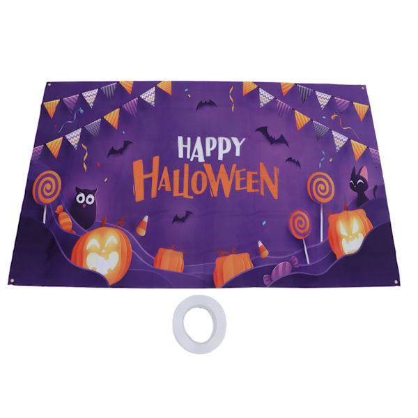 5,9x3,6ft Glad Halloween Bakgrund Hög Definitionstryck Fladdermöss Katter Ugglor Pumpor Mönster Mjuk Stretchig Halloween Bakgrund