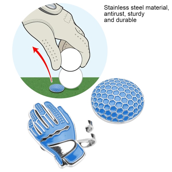 Minihandskeformad cap i rostfritt stål med blå magnetisk kulmarkör