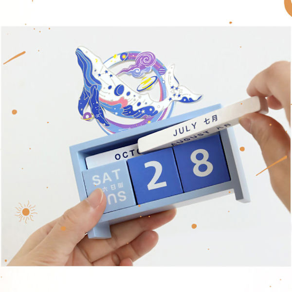 Skrivbordskalender Trä Heminredning Evighetsdatum Manuell Återanvändbar Block Present Gåva Val