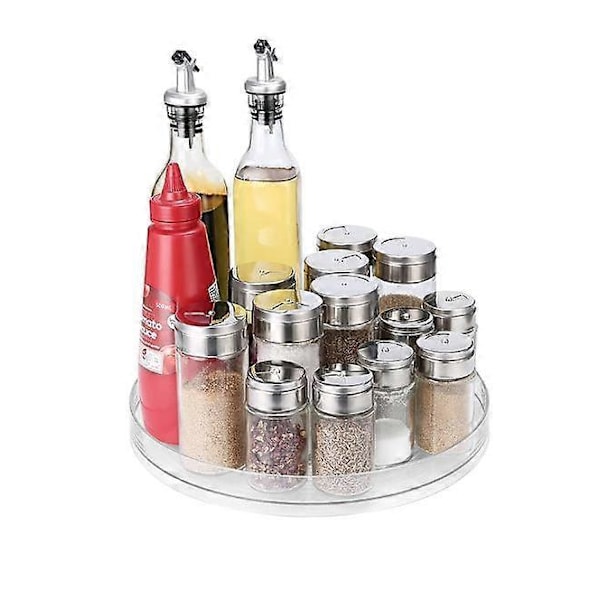 Kort Stil Dreieskive Kjøkkenorganisator, Dreieskive for Kjøleskap Dreieskive, Transparent Dreieskive Roterende Lazy Storage Dreieskive