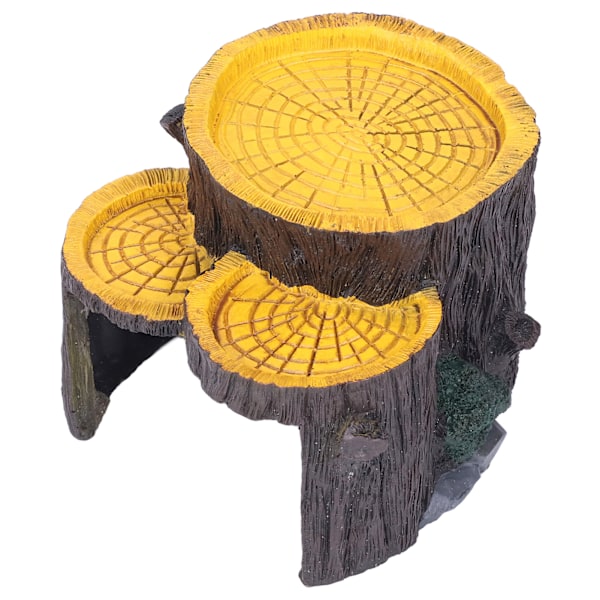 Harpiks Mini Stump Form Gjemmested Hull Trehule Kunstige Akvarium Planter Ornamenter for Ly