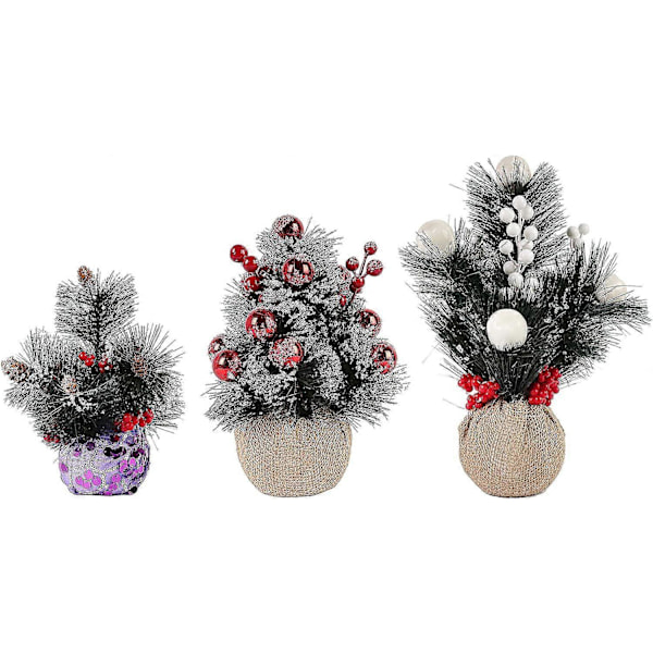 Mini Kunstigt Juletræ 30 cm Imitation Bord Fyrrenåle Med Hvidt Bærbærstofpose