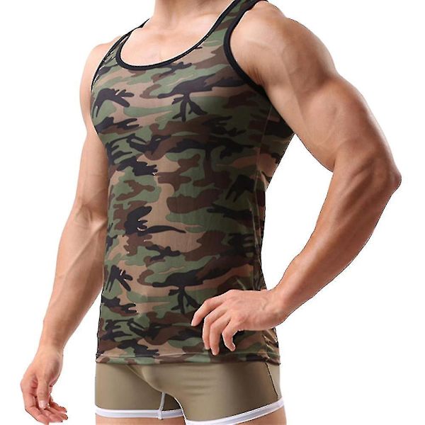 Camo Print Herre Tank Top til Fitness XL Camo