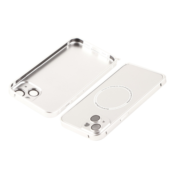 Magnetisk phone case för IOS-telefon 14 360 graders skydd Reptåligt professionellt cover Silver